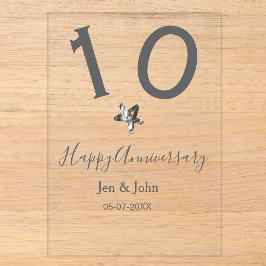 10周年記念 名前 日付 グレー メタル 星 バージョン アクリル招待状