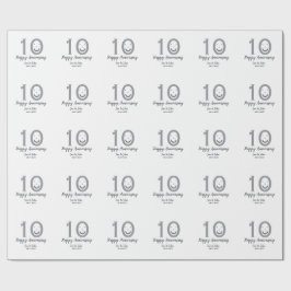 10周年記念 名前 日付 グレー 太字 絵文字 ラッピングペーパー