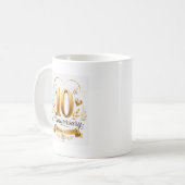 10周年記念　10年の愛を金色にデザイン コーヒーマグカップ (正面左)