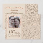 10周年 結婚記念日 ヴィンテージ フォト 招待状 (正面/裏面)