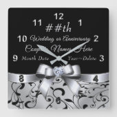 10周年、25周年、60周年記念ギフト、またはあらゆる年数 スクエア壁時計 (正面)