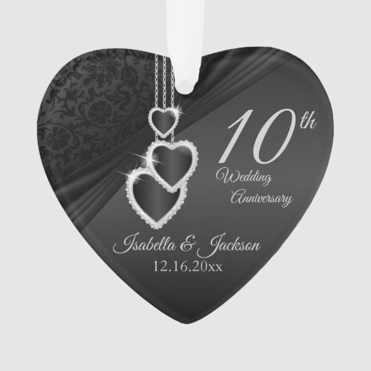 10回目のオニキスの結婚記念日の記念品のデザイン2 オーナメント (正面)