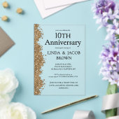 10回目の結婚記念日 ゴールドの疑似ラメ アクリル招待状 (インサイチュ (ウェディング))