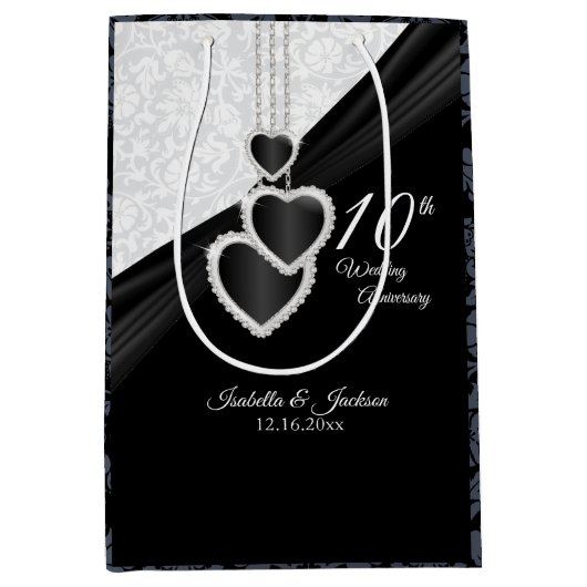 10回目の黒オニキスと白の記念日-中 ミディアムペーパーバッグ (正面)