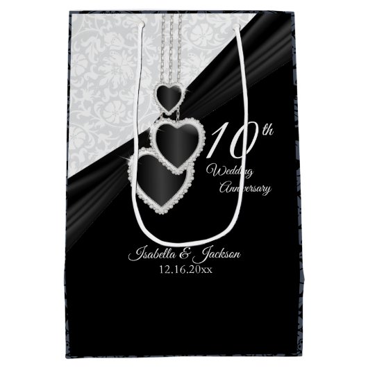 10回目の黒オニキスと白の記念日-中 ミディアムペーパーバッグ (裏面)