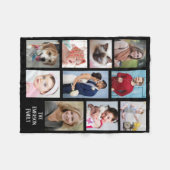 10家族の写真と家族の名前，黒 フリースブランケット (正面(横))