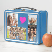 10家族エレガント写真、ピンク紫のハート、青 メタルランチボックス (インサイチュ)
