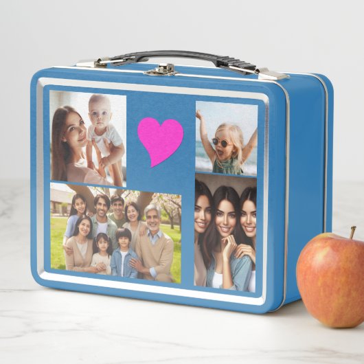 10家族エレガント写真、ピンク紫のハート、青 メタルランチボックス (インサイチュ)