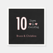 10年とカウントアニバーサリーのパーソナライズ スタンダードカクテルナプキン (正面)