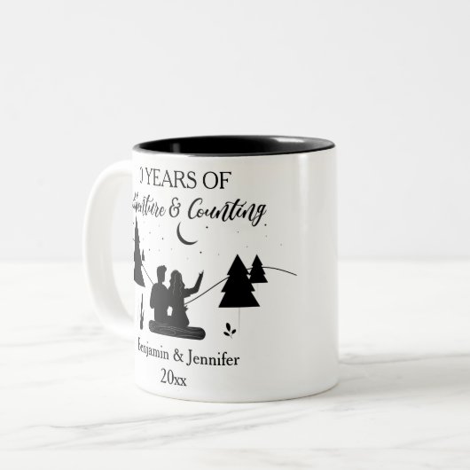 10年の冒険とカウント名前をカスタムする ツートーンマグカップ (正面左)