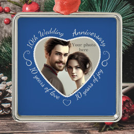 10年の結婚生活の写真を追加 メタルオーナメント