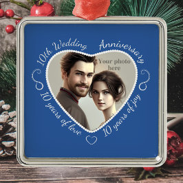 10年の結婚生活の写真を追加 メタルオーナメント