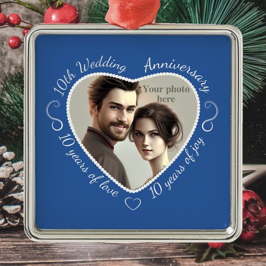 10年の結婚生活の写真を追加 メタルオーナメント