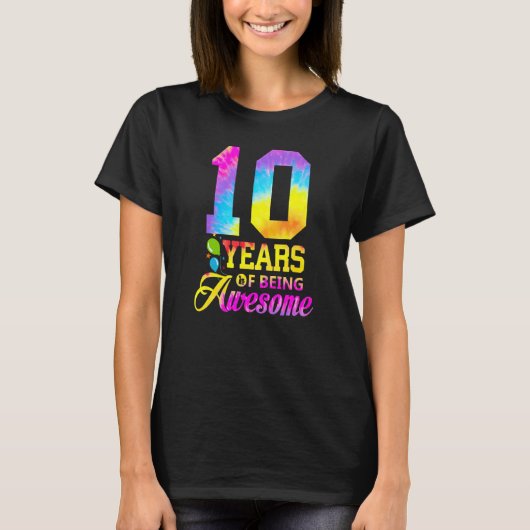 10年の絞り染め10素晴らし誕生日Pr Tシャツ (正面)