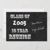 10年ぶりの同窓会 黒い黒板 招待状 (正面)