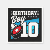10年オールドホッケーパーティーテーマ10th誕生日ボーイ スタンダードカクテルナプキン (正面)