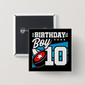 10年オールドホッケーパーティーテーマ10th誕生日ボーイ 缶バッジ (正面&裏面)