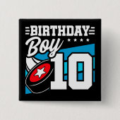 10年オールドホッケーパーティーテーマ10th誕生日ボーイ 缶バッジ (正面)