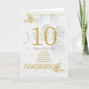 10年ソバー誕生日フェイク金ゴールドグリッター カード