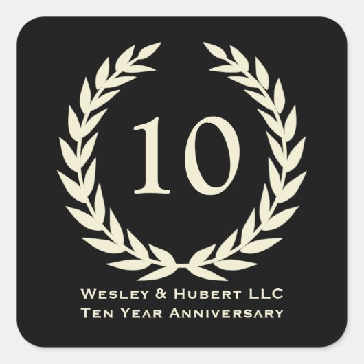 10年マイルストン記念日リースブラックラベル スクエアシール (正面)