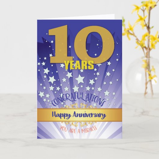 10年リカバリ記念日はっきりした数値 カード (黄色い花)