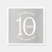 10年企業の記念パーティーメタリックルック スタンダードカクテルナプキン (正面)