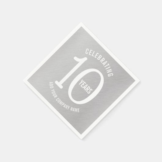 10年企業の記念パーティーメタリックルック スタンダードカクテルナプキン (角)