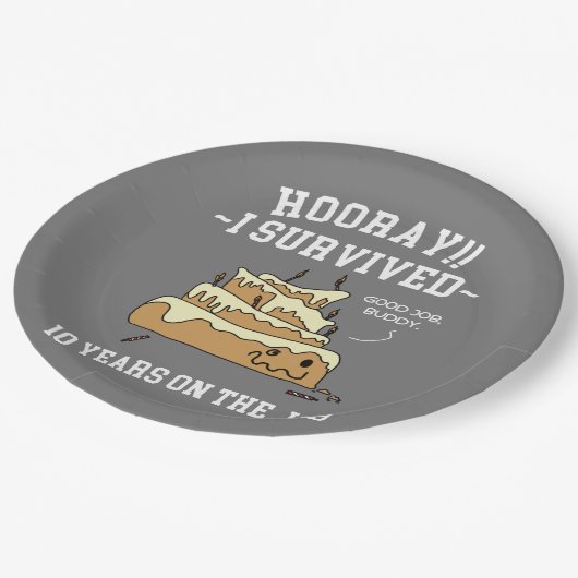 10年生き延びの勤続 ペーパープレート (アングル)