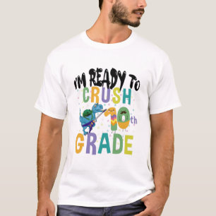 10年生を爆破する準備ができて戻って学校恐竜 Tシャツ