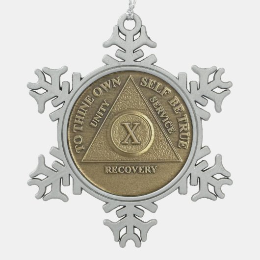 10年禁酒記念メダリオン スノーフレークピューターオーナメント (正面)