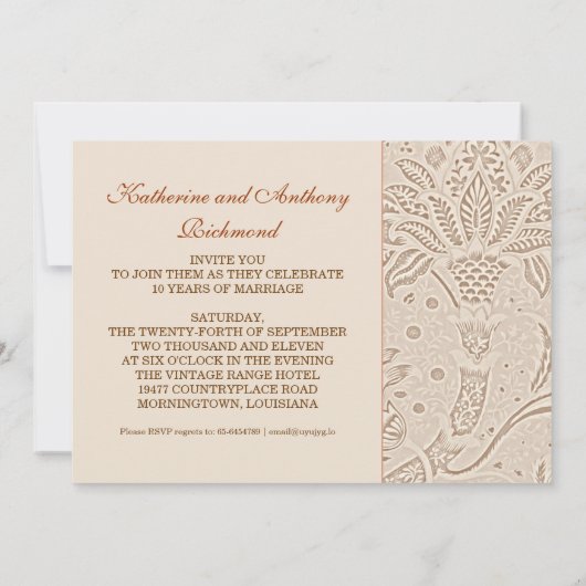 10年結婚記念撮影ヴィンテージ 招待状 (裏面)
