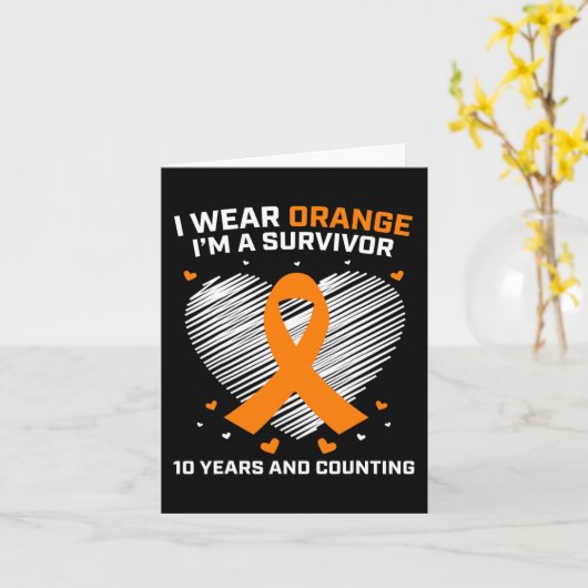 10年間のがんフリー白血病生存者ギフトオレンジ カード (黄色い花)