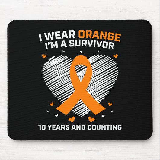 10年間のがんフリー白血病生存者ギフトオレンジ マウスパッド (正面)