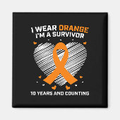 10年間のがんフリー白血病生存者ギフトオレンジ マグネット (正面)