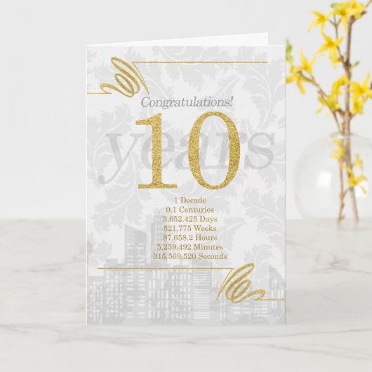 10年間の従業員記念日プロフェッショナル カード (黄色い花)