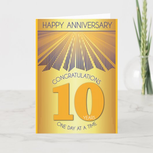 10年間の節酒記念 | ゴールデンレイ12ステップ カード (正面)