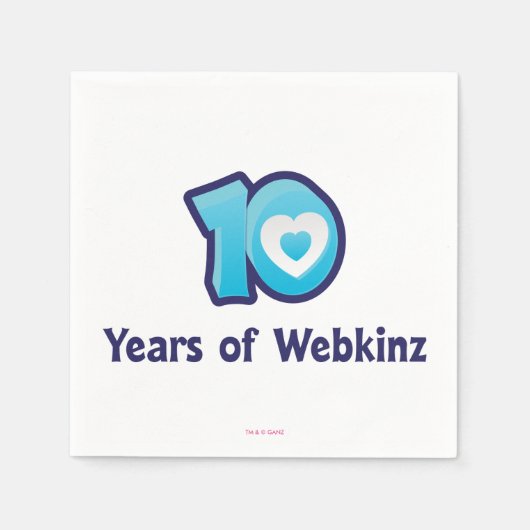 10年間のWebkinzロゴ スタンダードカクテルナプキン (正面)