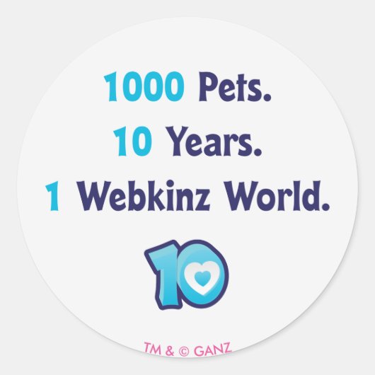 10年間のWebkinz Stats ラウンドシール (正面)