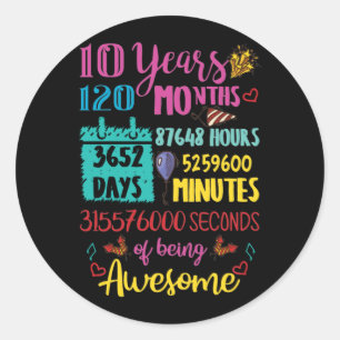 10年120か月誕生日 ラウンドシール