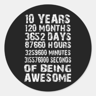 10年120ヶ月の10素晴らし誕生日 ラウンドシール