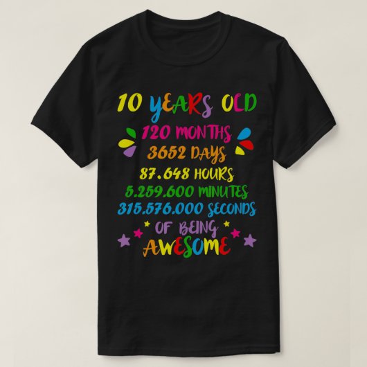 10年120ヶ月誕生日数学おたくオタク系の女の子 Tシャツ (デザイン正面)
