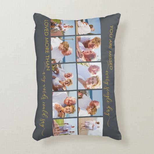 10恋しく思写真コラージュ灰色の記念碑 アクセントクッション (正面(垂直))