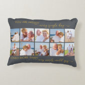 10恋しく思写真コラージュ灰色の記念碑 アクセントクッション (裏面)