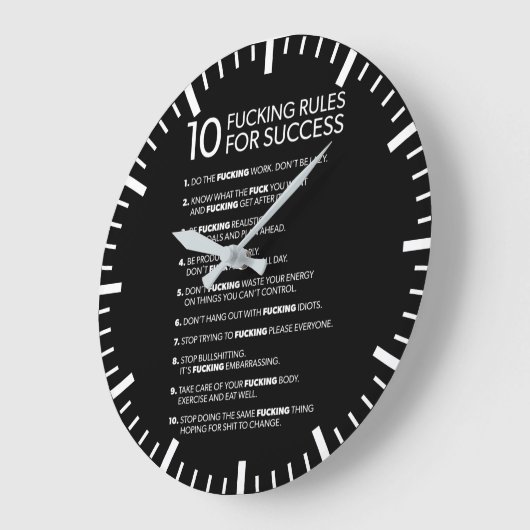 10成功のためのルールやる気を起こさせる- ラージ壁時計 (傾斜)