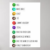 10戒はメッセージおもしろいユーモアの宗教をリストする ポスター (正面)