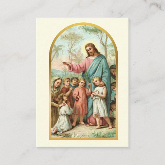 10戒イエスと子供の祈りの言葉カード 名刺 (正面)