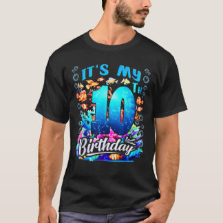 10才の誕生日おめでとう 海の魚 海の生き物 男の子 A Tシャツ