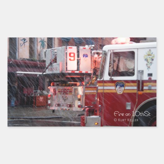 10日の火災 長方形シール (正面)