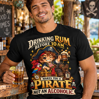 10時前にラム酒を飲む 海賊ユーモアTシャツ Tシャツ