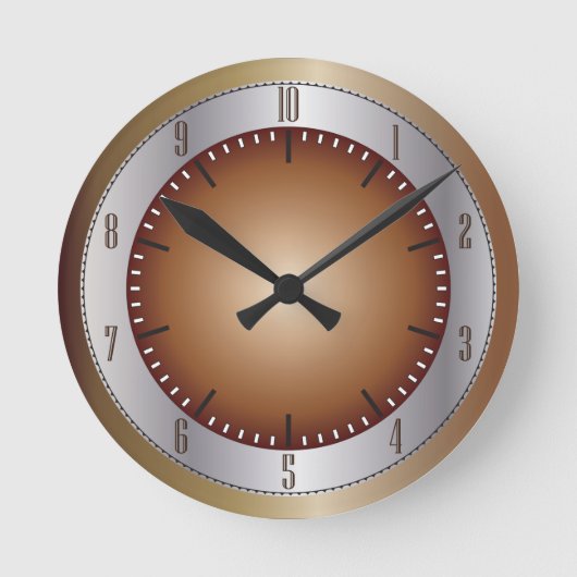 10時間時計真鍮と銀 ラウンド壁時計 (正面)